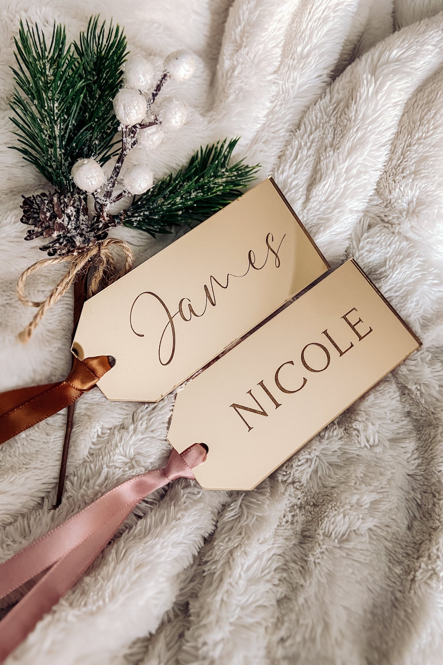 Engraved Stocking Tag - Gold Acrylic