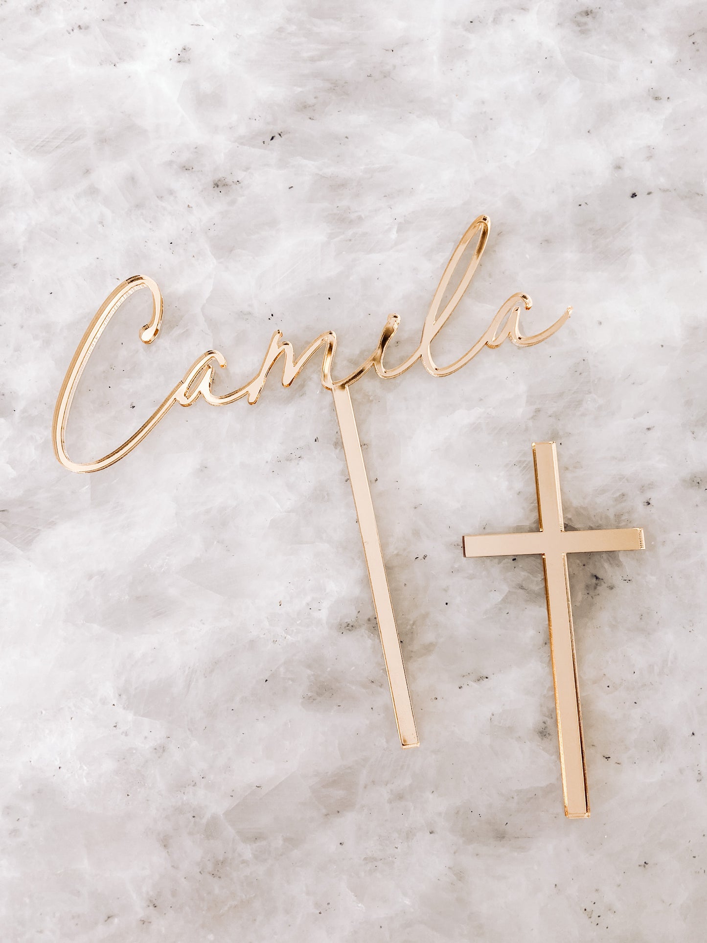 Sacrament 2 piece Cake Topper Set, Name and Cross