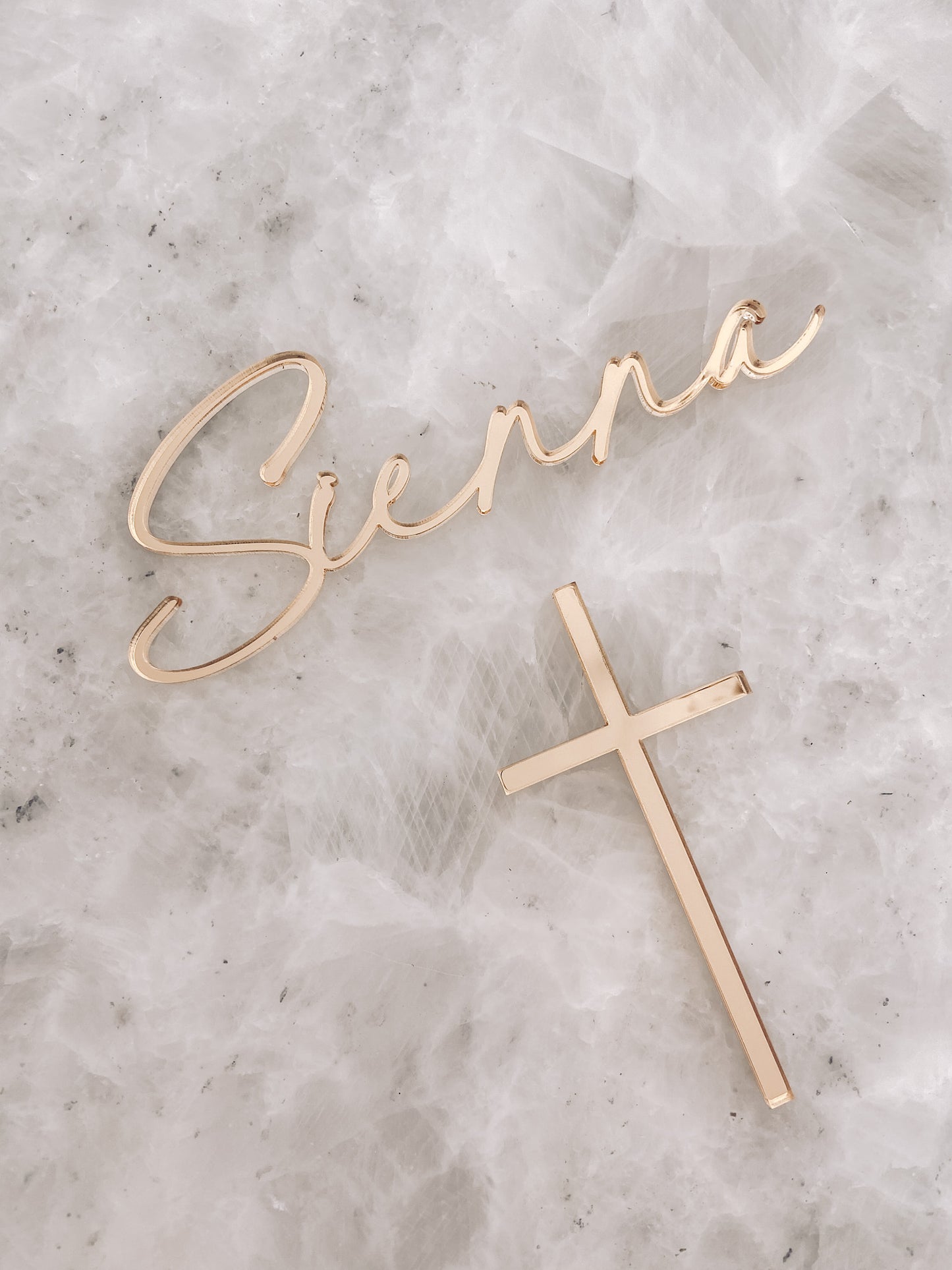 Sacrament 2 piece Cake Topper Set, Name and Cross